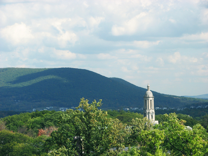 Old Main Bell Tower with Mount Nittany in the Background