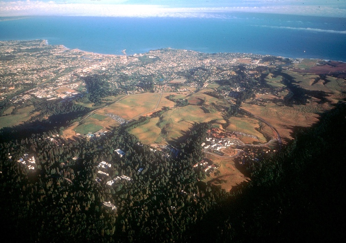 Aerial photograh cira 1995, looking south over UC Santa Cruz Campus